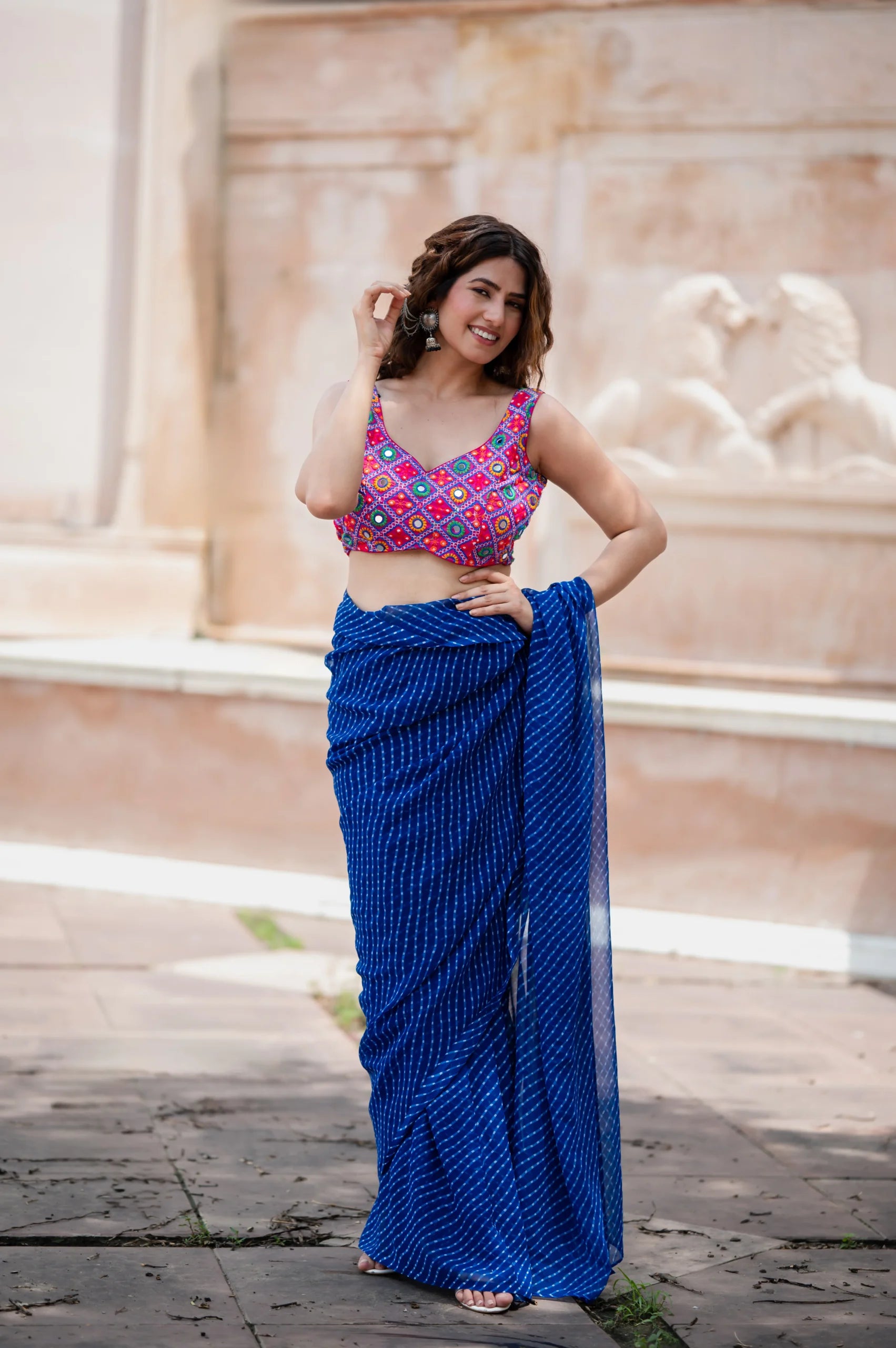 Women’s Mirror Work Sleeveless Saree Blouse